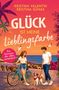 „Glück ist meine Lieblingsfarbe.” „Ein Sommer, der alles verändert!” Frau mit Fahrrad, Mann und Hund an Küste., Buch