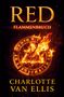 "RED FLAMMENBRUCH" und "CHARLOTTE VAN ELLIS" in goldenen Buchstaben vor flammendem Hintergrund mit magischem Kreis., Buch