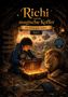 „Richi und der magische Koffer: Die Reise geht weiter, Teil 2“. Junge mit magischem Koffer, neben einem Löwen in einer Höhle., Buch