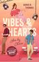 "Doris R. Thomas, Vibes & Hearts, Love by Choice. Ein interaktives Leseabenteuer: Wer ist der Richtige? Du entscheidest!" Illustration mit drei Personen und Scheinwerfern., Buch