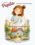 Text: "Band 2 Pepita aus dem blauen Haus", "Bauchgrummeln", "Fritzi Fine". Illustration: Mädchen vor blauem Haus mit rotem Dach., Buch