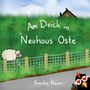 „Am Deich in Neuhaus Oste“ und „Annika Hauns“ auf grüner Wiese mit Schaf, Haus, Zaun und schwarzem Huhn mit Herzbrille., Buch