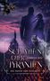„Schatten über Tyranien“ von Sabrina Mai. Zwei Gestalten, Wolf, Burg, dramatischer Himmel, Blumen in dunklen Farben., Buch