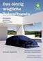 Text: "Das einzig mögliche Zukunftsauto", "Katalysator planetarer Regeneration", "Immer das neueste Auto ohne es je zu kaufen".

Ein Auto ist mit blauem Stoff bedeckt, in moderner Architekturkulisse., Buch