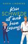 Buchtitel: "Kein Schwede ist auch keine Lösung" von Karin Lindberg. Illustration mit Frau im Anzug, Mann in weißem Hemd., Buch