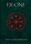 "FX-ONE" oben, "FINN-CHRISTOPHER JECK" unten, rot leuchtendes, mystisches Symbol zentral, grüner Hintergrund., Buch