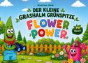Text: "Martina Voiß, Der kleine Grashalm Grünspitze, Flower Power, Band 1." Illustration: Ein fröhlicher Grashalm hält ein Fernglas., Buch