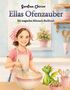 „Ellas Ofenzauber: Ein magisches Mitmach-Backbuch“. Ein Mädchen rührt, ein kleiner grüner Drache sitzt daneben., Buch