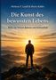 Text: "Die Kunst des bewussten Lebens – Reise zur inneren Balance und Achtsamkeit". Silhouette einer Person im Sonnenaufgang., Buch