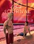 „Book Journal Jahresplaner“ steht im Vordergrund. Illustration: Zwei Männer am Pool, einer sitzt, der andere steht, Sonnenuntergang im Hintergrund., Buch