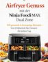 "Airfryer Genuss mit der Ninja Foodi MAX Dual Zone. 100 gesunde & knusprige Rezepte. Clara Neumann." Ein Airfryer mit Speisen., Buch