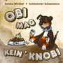 Text: "Obi mag kein Knobi". Illustration: Ein Hund sitzt, eine Schüssel mit Futter neben ihm., Buch