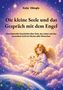 „Die kleine Seele und das Gespräch mit dem Engel“ oben, ein Engel und Baby auf Wolken über Erde sitzend, strahlende Atmosphäre., Buch