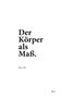 Text: "Der Körper als Maß." Name: "Bianca Löhr" Unten: "KSA". Weißer Hintergrund, minimalistisches Design., Buch