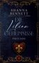 Im Zentrum steht der Titel "Die Lilien Geheimnisse Freunde". Verziert mit goldenen Ornamenten und einem roten Herz mit Lilie., Buch