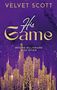 "His Game" in glitzernder Schrift auf lila Hintergrund; darunter eine Skyline aus leuchtenden, goldenen Quadraten., Buch