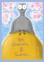 "Von Drachen & Tauben"; Sebastian Kramer, Samantha Kramer. Eine graue Taube sitzt auf einem goldenen Ei, vor blauem Himmel., Buch