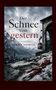 Text: "Der Schnee von gestern" von Adrien Noirval. Eine verlassene Seilbahnstation in verschneiten Bergen, düstere Stimmung., Buch