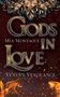 "Gods in Love", "Mia Montague", "Venus's Vengeance". Goldene Schrift, oben florale Ornamente, unten Flammen und Funken., Buch