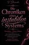 Text: "Die Chroniken eines instabilen Systems. Naturdoku – Deluxe Edition. Beobachtet. Protokolliert. Mit trockenem Humor überlebt." Das Motiv zeigt glitzernde, rosafarbene Buchstaben auf schwarzem Hintergrund mit verschnörkelten Verzierungen., Buch