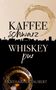 „KAFFEE schwarz, WHISKEY pur“ und „KATHARINA TAUBERT“. Silhouette einer Stadt und Kaffeeringfleck., Buch