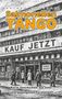 "Salmonellen Tango" von Rainer Huxhage. Darunter "Kauf jetzt" und "Kurze Geschichten aus einer untergegangenen Parallelwelt".  
Eine gezeichnete Stadtansicht mit Menschen auf der Straße., Buch