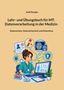 Lehrbuch über MT-Datenverarbeitung, Illustration: Person am Computer mit medizinischen Symbolen wie Scans und Schlüsselschutz., Buch