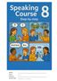 „Speaking Course 8 Step-by-step.“ Vier Kinder unterhalten sich. Szenenwechsel mit Fragezeichen, Ausrufezeichen, "Good idea! But...", und „vs.“, Buch