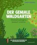 "DER GENIALE WALDGARTEN. Einmal anlegen, immer ernten. Dein einfacher und praxisnaher Weg zum resilienten Waldgarten." Illustration.