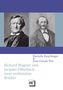 Titel: "Richard Wagner und Jacques Offenbach: zwei verfeindete Brüder." Autoren: Danielle Buschinger, Jean-Claude Yon. Links Wagner, rechts Offenbach in Schwarz-Weiß-Fotografien.
