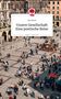 Buchcover "Unsere Gesellschaft: Eine poetische Reise" von Lilo Reich. Menschen tummeln sich auf einem weitläufigen Platz., Buch