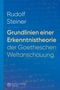 „Rudolf Steiner: Grundlinien einer Erkenntnistheorie der Goetheschen Weltanschauung“. Blauer Hintergrund. Logo unten.