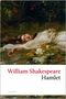 William Shakespeare: Hamlet. Eine Frau in einem Gewand treibt auf einem Gewässer, umgeben von Wasserlilien., Buch