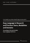 Text: EASY – PLAIN – ACCESSIBLE. Titel: "Easy Language in Research and Practice: Users, Modalities and Domains." Schwarzer Hintergrund., Buch