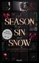 "A Season of Sin and Snow", Dark Romance, ab 18, 24 Storys, Weihnachtskalenderästhetik mit Schleifen und Schneeflocken.