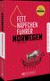 "Fettnäpfchenführer Norwegen. Julia Fellinger." Ein Rentier steht in einem Wikingerboot auf rotem Hintergrund., Buch