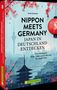 Buchtitel: "Nippon Meets Germany: Japan in Deutschland entdecken". Illustration mit Kirschblüten und japanischen Laternen., Buch