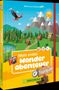 Titel: "Mein erstes Wanderabenteuer - Tagebuch". Ein Adler fliegt über eine Landschaft mit Bäumen, Bergen und einem lachenden Sonnengesicht., Buch