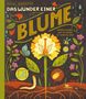 "Das Wunder einer Blume. Warum Blumen und Pflanzen so wichtig sind." Illustration mit Blumen, Insekten, Erde.