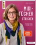 Text: "Brigitte Zimmermann, MIDI-TÜCHER STRICKEN, vielseitige Tücher in trendiger Größe, SPIEGEL Bestseller-Autorin."  
Eine lächelnde Frau mit bunter Strickmütze vor pinkem Hintergrund.