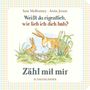 "Zähl mit mir" von Sam McBratney und Anita Jeram. Illustration von zwei Hasen im Gras., Buch