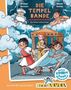 "Die Tempel Bande" und "Die Götter stehen Kopf" sind die Titel. Illustration: Kinder in antiker Kleidung vor einem Tempel., Buch