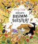 Text: "Emily Gravett VERFLIXTE BRUMM-BIESTER!" Illustration mit Tieren im Wald, darunter ein Dachs, Fuchs und Hase., Buch