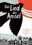 „Das Lied der Amsel“ in Weiß auf schwarzem Vogelschatten. Stilvolle Stadtsilhouette unten. Roter Sonnenauf- oder -untergang., Buch