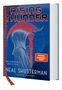 "Rising Thunder", "Das Erwachen der Scythe", Neal Shusterman; rote Sichel auf blauem Hintergrund, "Spiegel Bestseller"., Buch