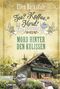„Tee? Kaffee? Mord! Mord hinter den Kulissen“ ist ein Buchcover. Vor einem Haus, umgeben von Blumen., Buch