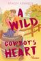 "A Wild Cowboy's Heart", Stacey Kennedy. Illustration: Ein Paar sitzt und umarmt sich auf einem Fass vor einem Holzzaun., Buch