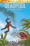 "DEADPOOL: TOTE PRÄSIDENTEN" steht oben. Ein Superheld in Rot bekämpft ein riesiges Monster über einer Stadt., Buch
