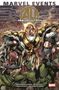"Marvel Events: Age of Ultron" zeigt einen riesigen, bedrohlichen Roboter über besiegten Helden in einer zerstörten Stadt., Buch