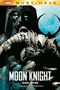 "MOON KNIGHT, GANZ UNTEN, CHARLIE HUSTON | DAVID FINCH" steht, begleitet von einer dunklen, mystischen Figur mit blau leuchtenden Augen., Buch